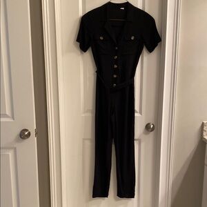 Black Button-Up Jumpsuit